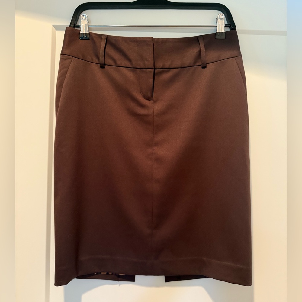 Express Brown Pencil Skirt With Leopard Print Lining